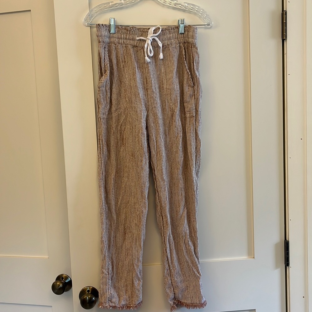 Size small rust and white striped cloth pants